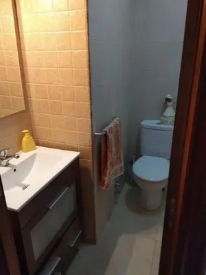 a small bathroom with a toilet and a sink at EnSAN CIPRIÁN Faro de Punta Atalaya in Cervo