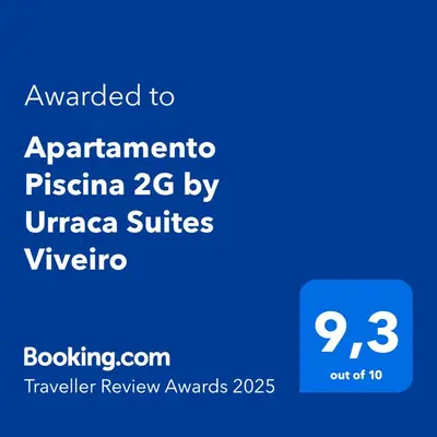 a screenshot of a phone with the text awarded to apartment pisa by at Apartamento Piscina 2G by Urraca Suites Viveiro in Viveiro