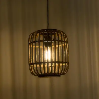 a black cage light hanging from a ceiling at PENSION SOBRADO in Porta