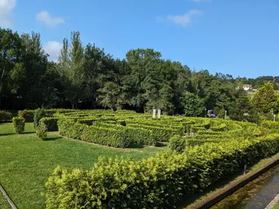 a hedge maze in a park at Mirador de Ferradores in Betanzos