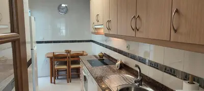 a kitchen with a sink and a counter top at Alojamientos Viveiro - Playa de Covas II in Viveiro