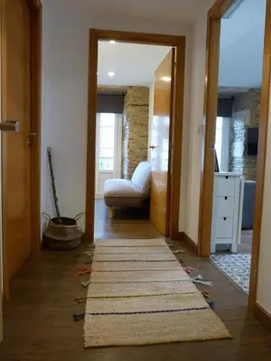 a hallway with a door leading to a living room at Apartamento foroplaza campo I in Lugo