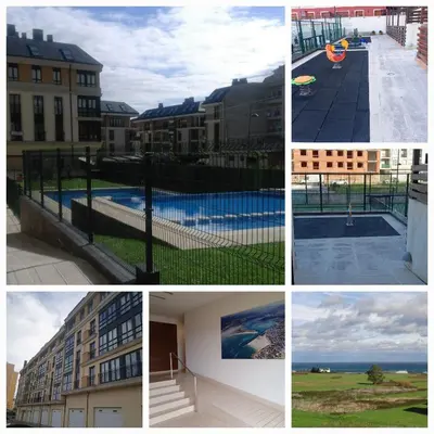 a collage of pictures of buildings and a pool at FOZ in Foz