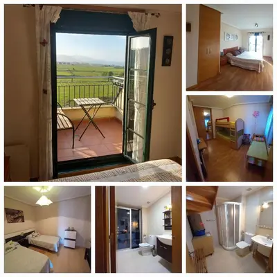 a collage of pictures of a room with a balcony at FOZ in Foz