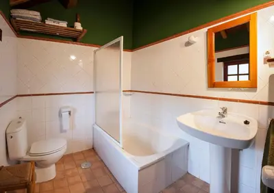 a bathroom with a toilet and a sink and a tub at Casa de Aldea Carboneiro in Naraval
