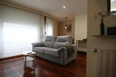 a living room with a couch and a table at 3B.Descansa y disfruta en el corazón de las Burgas in Ourense