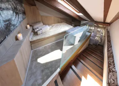 an overhead view of a bedroom in a house at Hotel Las Treixas in Puebla de Sanabria