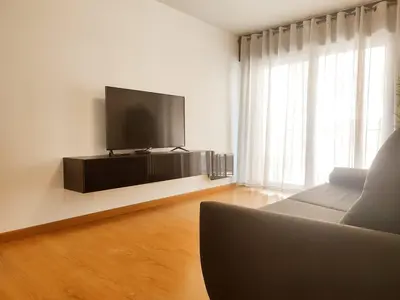 a living room with a flat screen tv and a couch at milla sonsuites in Milladoiro