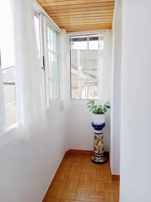 a room with a plant in a vase in front of a window at Casa Lolita 2 in Viveiro