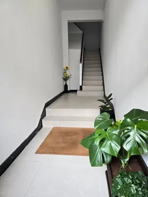 a stairway with plants and a stair case at Pote in Lugo