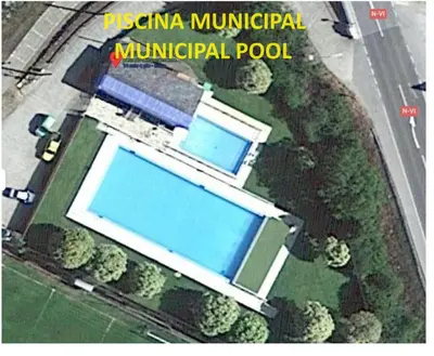 a plan of a swimming pool in a yard at El Cruce 1 y 2 in Villafranca del Bierzo