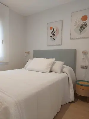 a bedroom with a white bed with a white blanket at Apartamento Silleda Confort in Silleda