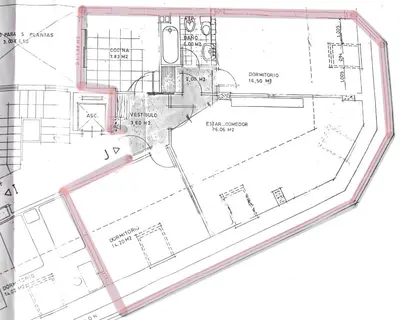 a drawing of a floor plan of a building at Ático en Sada in Sada