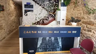 a box with a picture of a castle on it at Pensión SP 55 by Bossh! Hotels in Santiago de Compostela