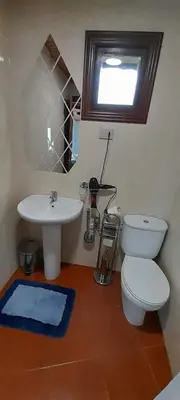 a bathroom with a toilet and a sink at La Huella del Peregrino - Ionut Preda in Palas de Rei
