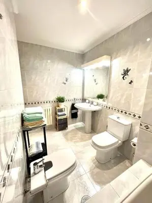 a bathroom with a toilet and a sink at Curros Enríquez MR in Ourense
