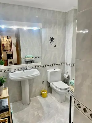 a bathroom with a toilet and a sink at Curros Enríquez MR in Ourense