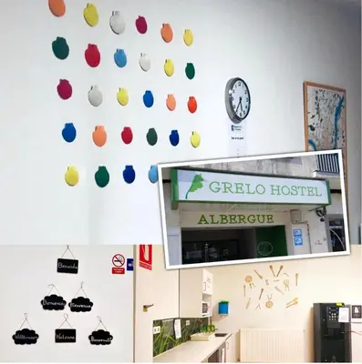a room with a clock on the wall at Grelo Hostel in Ourense