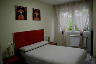 a bedroom with a bed and a window at La casa de las Flores in Ponferrada