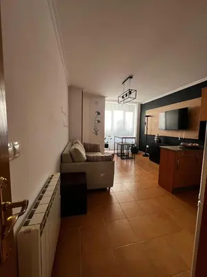 a living room with a couch and a television at MANSIÓN DEL INDIANO in Viveiro
