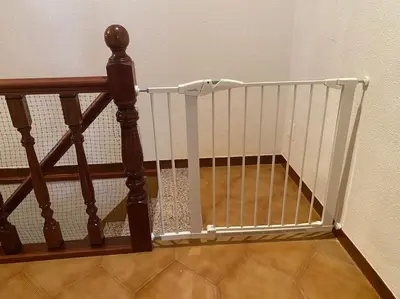 a set of stairs with a wooden railing at Casa Vilachá - Ribeira Sacra in Puebla del Brollón