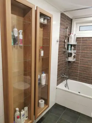 a bathroom with a shower and a tub and a toilet at ALE HOSPEDAJE GALICIA in Temple