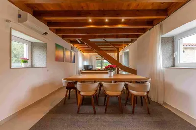 a living room with a couch and a table at Reverence Villas Carballal in Palas de Rei
