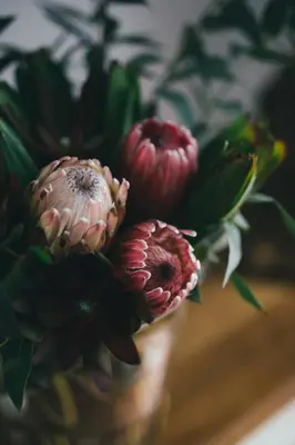 a bouquet of flowers in a vase on a table at Apartamentos Aurelia Antica in Santiago de Compostela