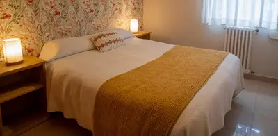 a bedroom with a large bed and a window at Hospedaje Ramos in Santiago de Compostela