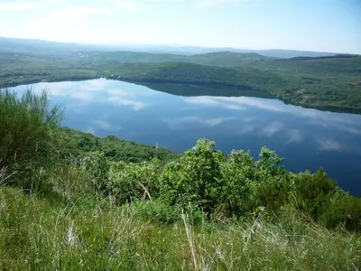 a view of a lake from the top of a hill at La Casa de Trefacio in Trefacio