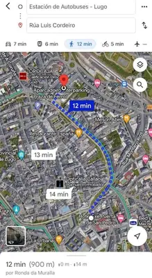 a map of a city with roads and highways at Ático Isabel, diseño y calidez junto a la Muralla Romana in Lugo