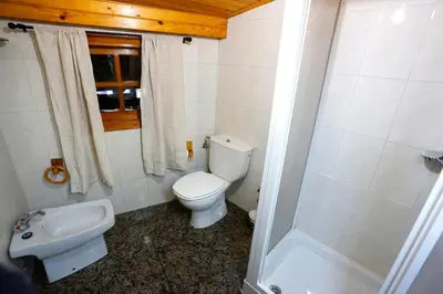 a bathroom with a toilet and a sink and a shower at A casa do pozo - AS CASAS DO POZO - in Folgoso