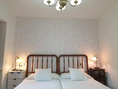 a bedroom with a bed with two white pillows at Habitaciones - La Pumarada de Limés I in Cangas del Narcea