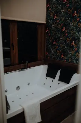 a bath tub with two pillows on top of it at Casal Oseira in Ourense