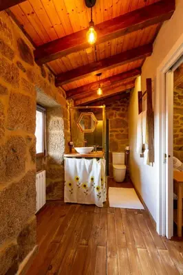 a bathroom with a sink and a toilet at Casapepe in Nogueira de Ramuin