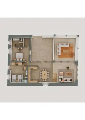 a rendering of a floor plan of a house at Reverence Villas Fufin in Monterroso