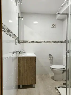 a white bathroom with a toilet and a sink at TERRA DE AUGAS II in Caldas de Reis