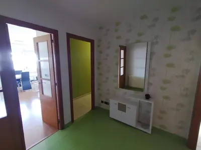 a bathroom with a mirror and a sink in a room at Castrelo 4A in Burela de Cabo
