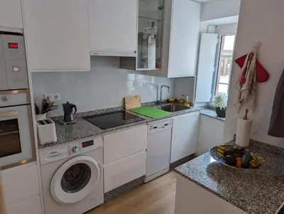 a kitchen with a washing machine and a dishwasher at Casa Buenos Aires in Ribadeo