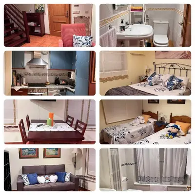 a collage of four pictures of a room at O xualtar Océano 2 in Villadaíde