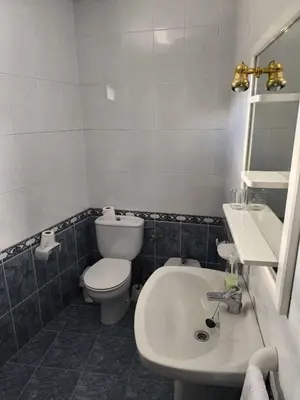 a white bathroom with a toilet and a sink at Casa o Pontillón in Rabiño