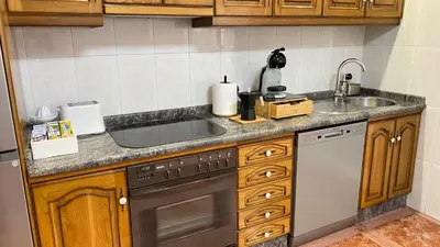 a kitchen counter with a sink and a dishwasher at Apartamento Ainaran Confortable apartamento en el centro de Orense in Ourense