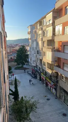 a view of a street in a city with buildings at Apartamento Ainaran Confortable apartamento en el centro de Orense in Ourense