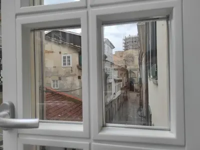 a view from a window of a city street at Lepanto2 - En el centro gastronómico y junto a la catedral in Ourense