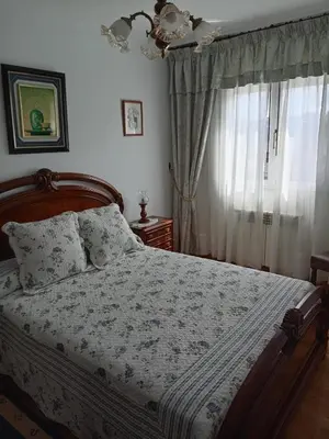 a bedroom with a large bed and a window at Casa Alise in Ribadeo