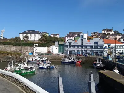 a group of boats are docked in a harbor at Apartamento en Puerto de Vega in Navia