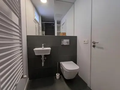 a small bathroom with a toilet and a sink at Villa Mayfa - alójate en pleno centro de Ourense in Ourense