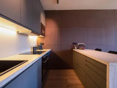 a kitchen with a sink and a counter top at La Fantástica Pontedeume 3 in Puentedeume