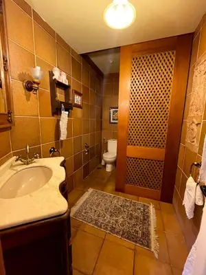 a bathroom with a sink and a toilet at As Erdades in Ourense