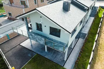 an aerial view of a house with a balcony at El Cañon By Silastur in El Espín